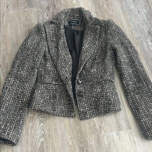 Le Chateau Women's Tweed Blazer - Black and Cream